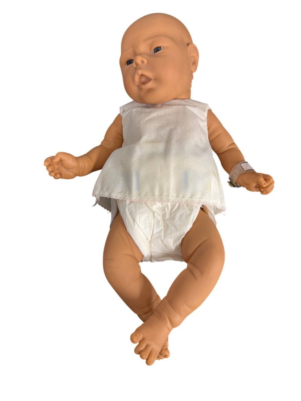 Realistic Baby Doll With Pacifier & Pink Bunny Onesie For Roleplay Or Collection - Picture 4 of 14